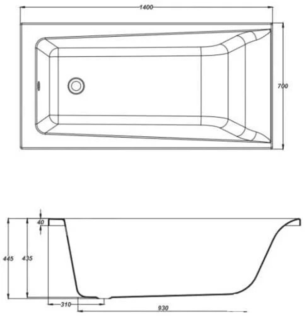 Ванна прямоугольная LORENA 140x70