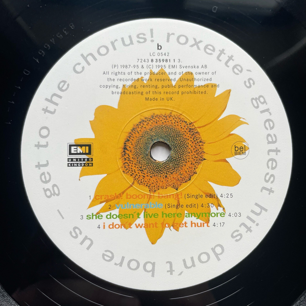 Винтажная виниловая пластинка LP Roxette, Don't Bore Us, Get To The Chorus (Roxette's Greatest Hits) (Англия 1995)