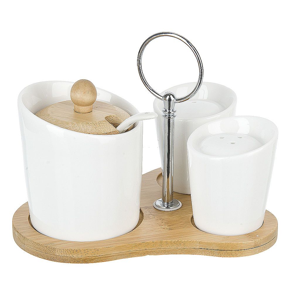 Набор для специй солонка/ перечница/ сахарница с ложкой " " 16*13*12,5см. v=150мл.