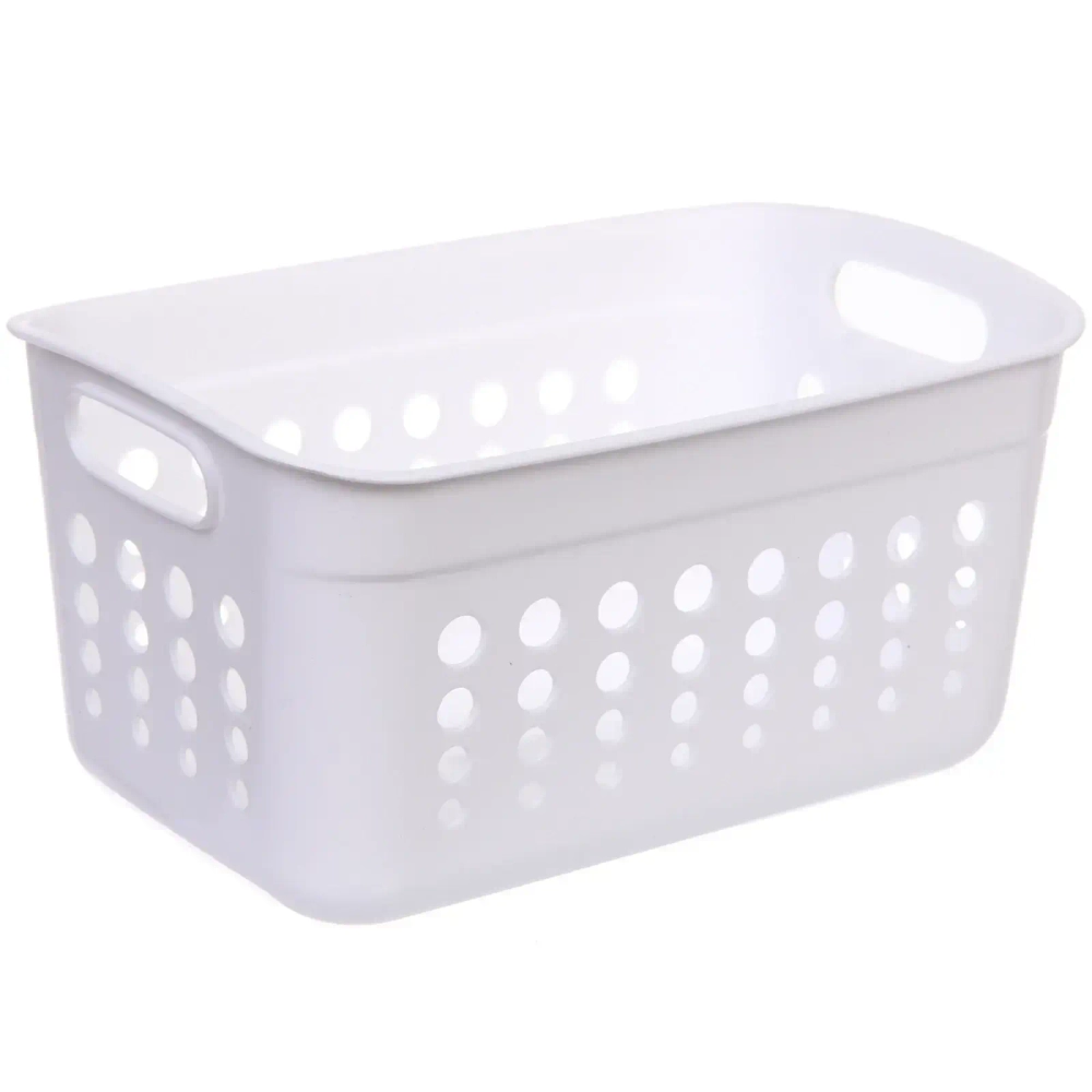 Корзина - органайзер универсальная для хранения с ручками «ТРЕВАЛЬ», цвет белый, 27.18*14см
