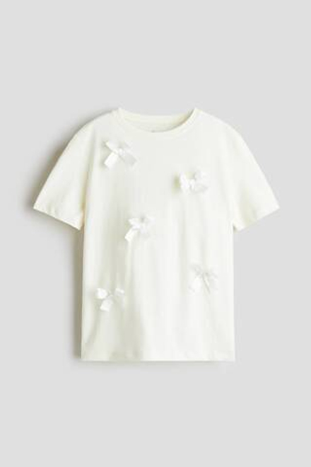 H&M Футболка с контрастными деталями, кремовый
