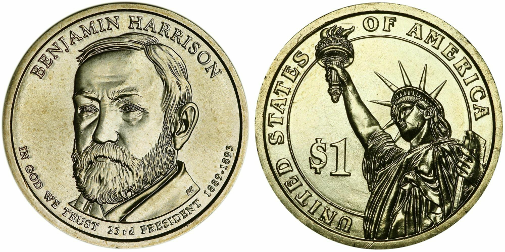США 1 доллар 2012 Президент 23 - Бенджамин Гаррисон (1889–1893)