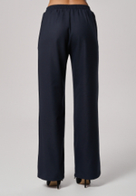 Брюки с поясом на резинке синие