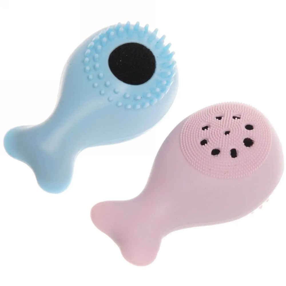 Спонж для умывания и бережного пилинга «Yuoki - Toki», рыбка, цвет розовый и голубой, 10,5*6,5см