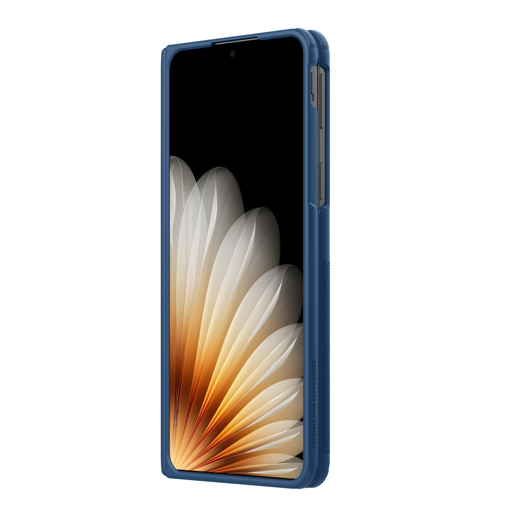 Чехол синего цвета с откидной защитной крышкой для камеры на OPPO Find N5 от Nillkin, серия Super Frosted Shield Prop