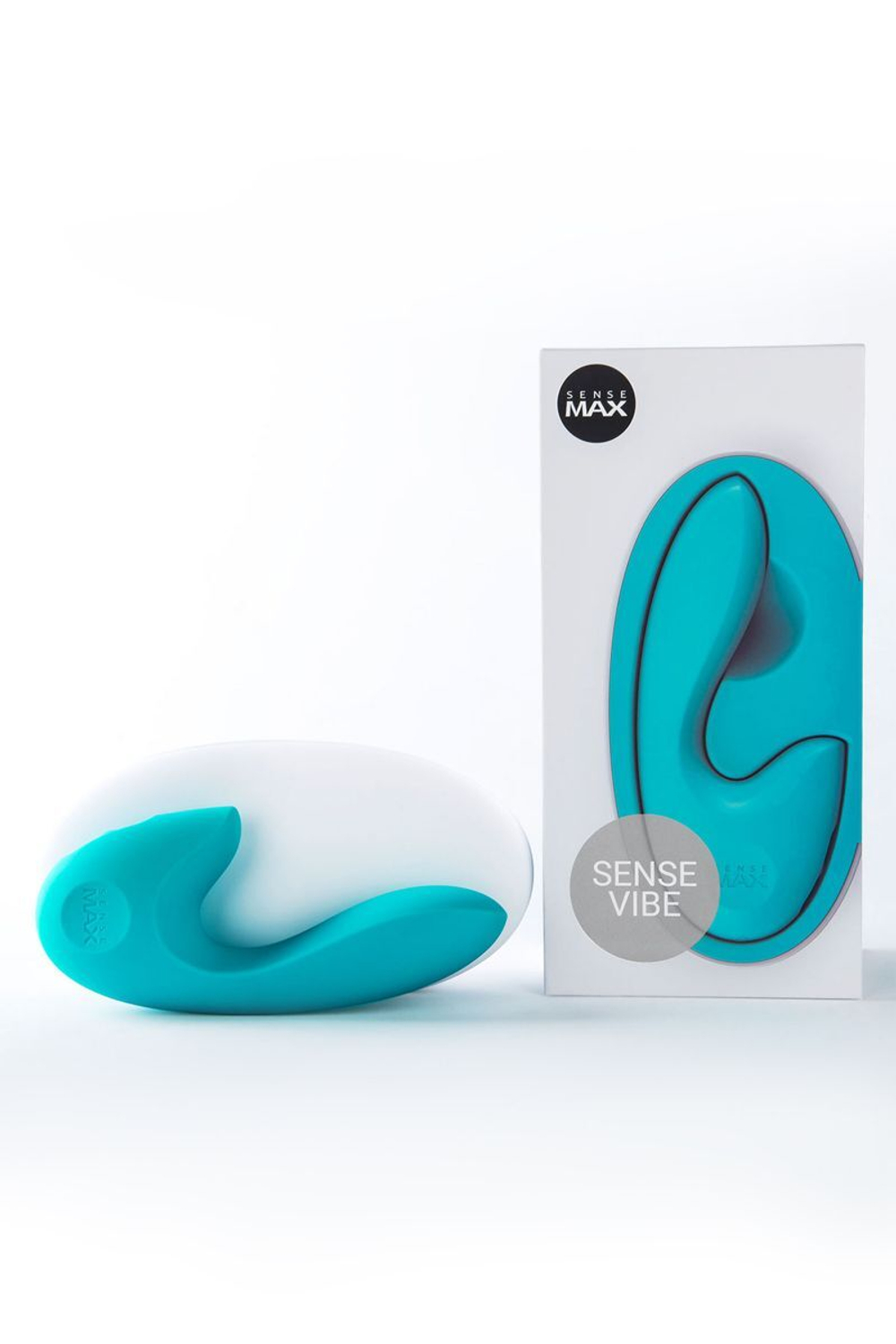 Бирюзовый вибратор Sense Max с клиторальным стимулятором - 16 см. (Цвет: бирюзовый)