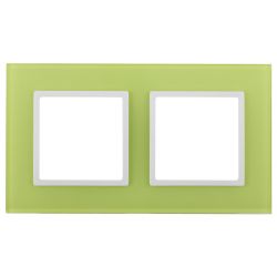 14-5102-26 ЭРА Рамка на 2 поста, стекло, Эра Elegance, лайм+бел