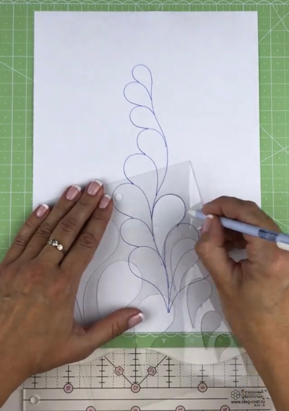 Шаблон для стежки  и аппликации "Перышки" (арт. T43)