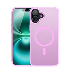 Прозрачный матовый чехол розового цвета и с MagSafe для iPhone 16 Plus, серия Yind Series от Dux Ducis