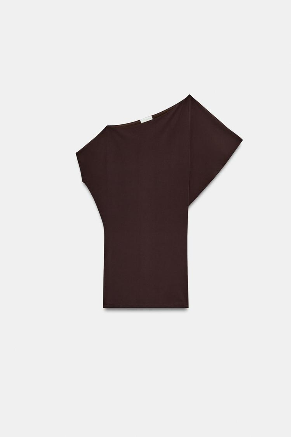 ZARA СВОБОДНОЕ МИНИ-ПЛАТЬЕ, ТЕМНО-КОРИЧНЕВЫЙ