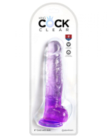 Фиолетовый фаллоимитатор с мошонкой на присоске 8’’ Cock with Balls - 22,2 см.