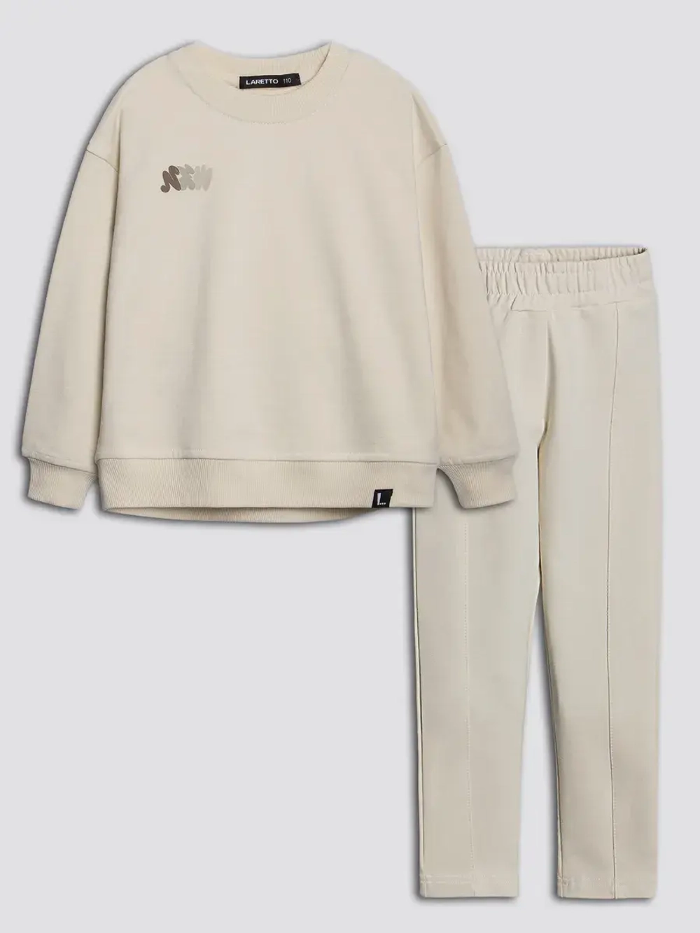 Костюм для девочки, свитшот и леггинсы, бежевый