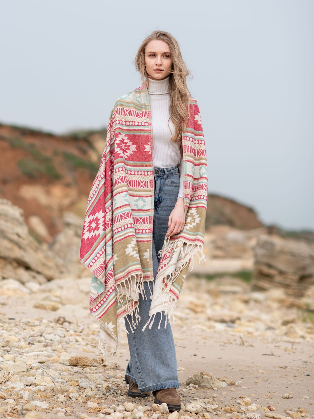 Шарф теплый с орнаментом Сканди