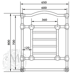 Полотенцесушитель водяной Migliore Edward ML.EDW-HY.600 схема
