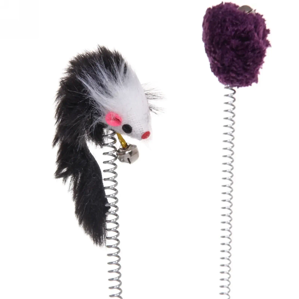 Игрушка для кошек напольная с пружинками и колокольчиком «ЛАПКИБум», цвет серый, 15*15*20см