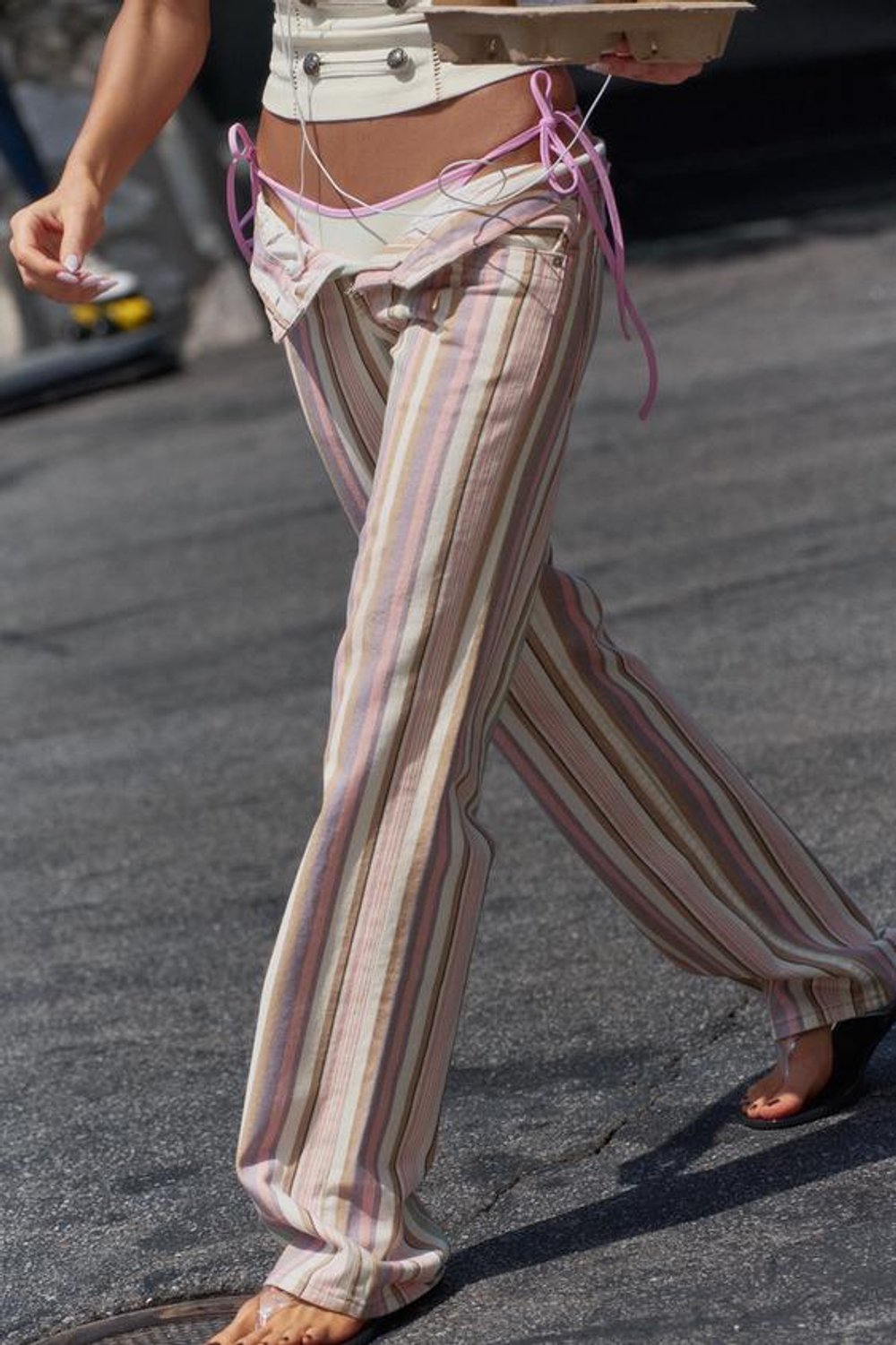 ZARA ДЖИНСЫ TRF WIDE LEG В ПОЛОСКУ С НИЗКОЙ ПОСАДКОЙ, ПОЛОСКИ