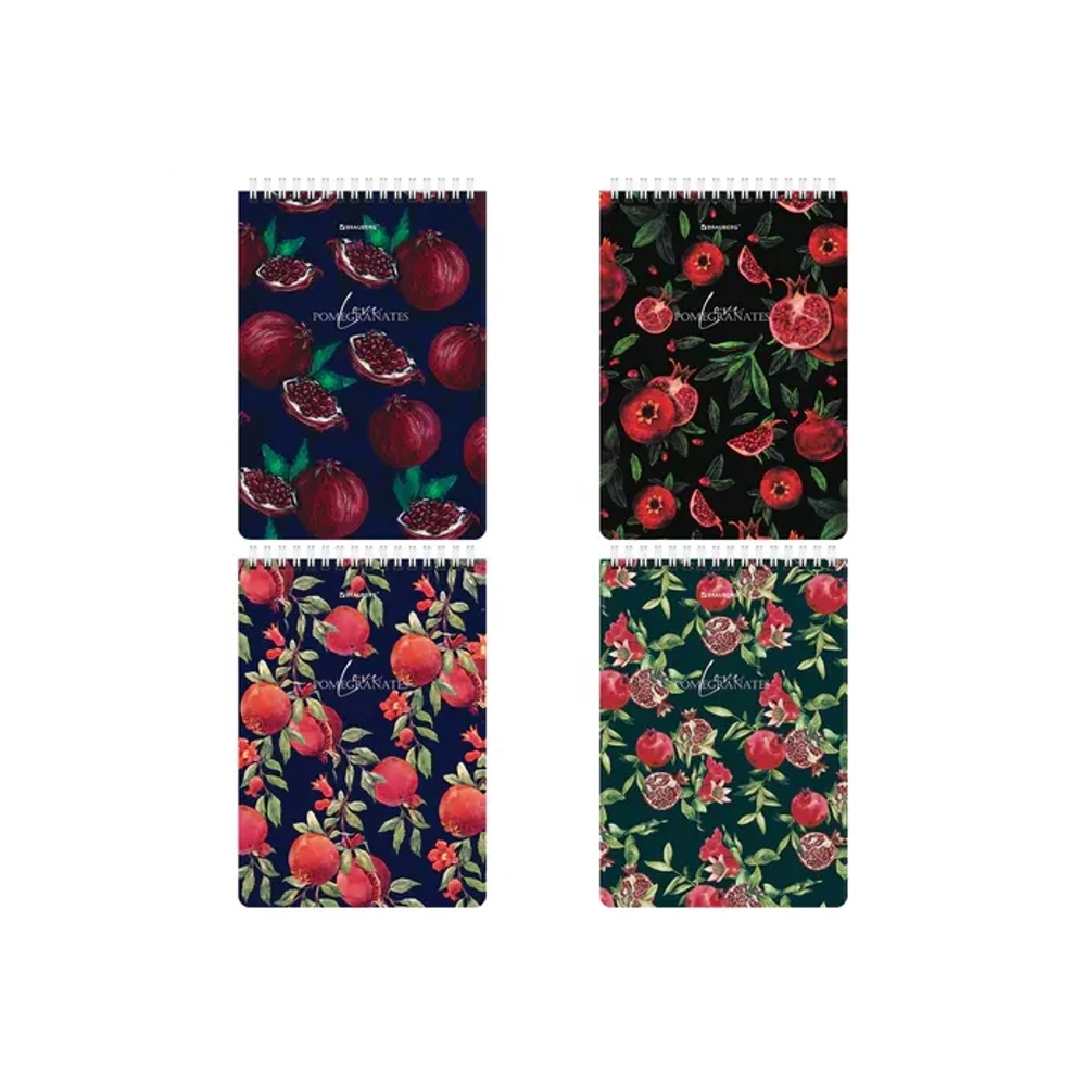 Блокнот А-5 греб. 60л. кл. лак , жесткая подложка, BRAUBERG, "Гранаты", 114366