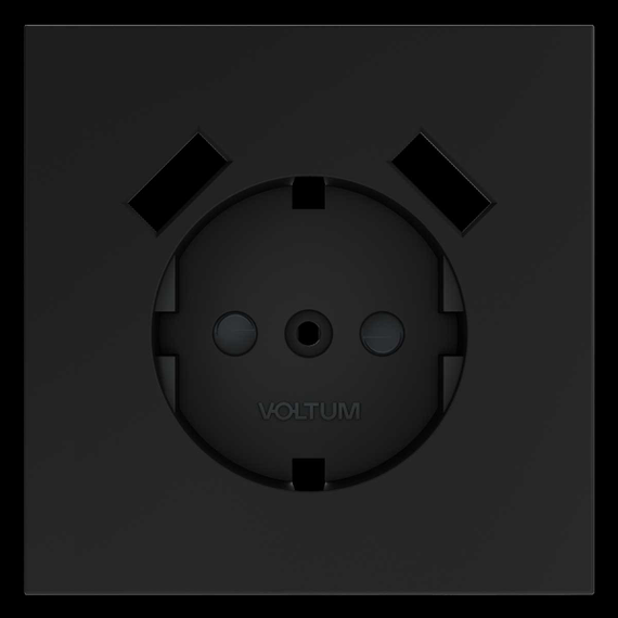 Накладка для розетки с заземлением и защитными шторками с USB A+A S70 (графит) Voltum VLS000907