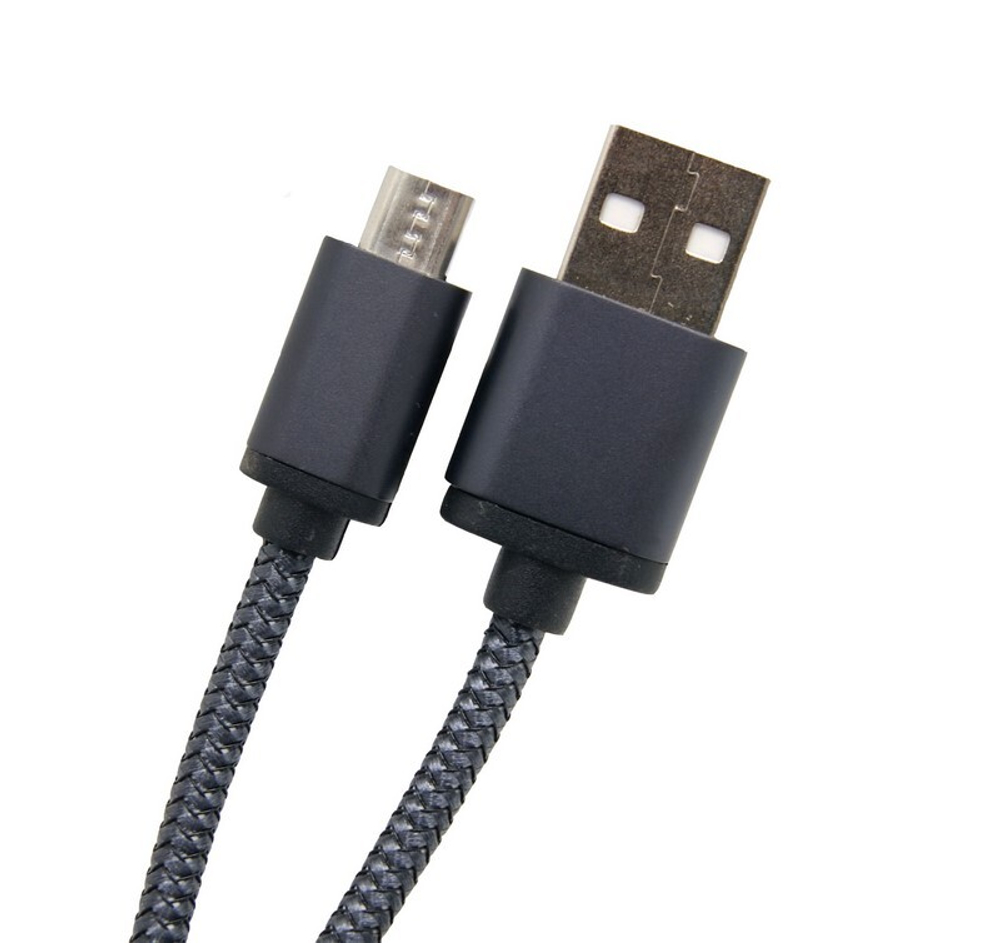 Кабель USB - Micro M1 в матерчатой обмотке тросс (черный) 1м