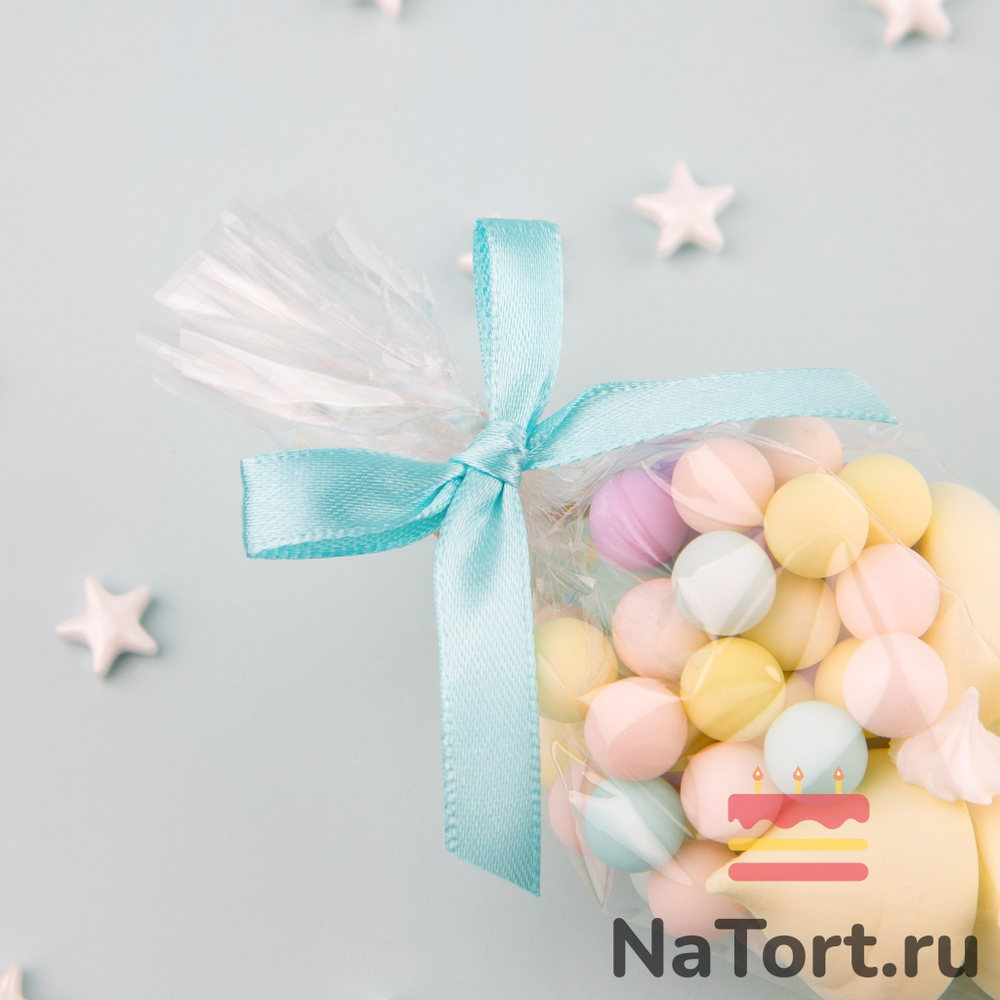 Твист лента с бантиком (голубой, 8 см) 50 шт