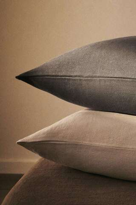 ZARA HOME ЛЬНЯНОЙ ЧЕХОЛ ДЛЯ ДЕКОРАТИВНОЙ ПОДУШКИ XXL, ТЕМНО-СЕРЫЙ