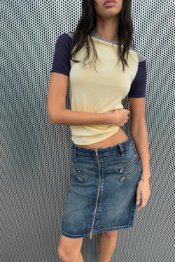 ZARA ТРИКОТАЖНЫЙ ТОП КОЛОР-БЛОК, РАЗНОЦВЕТНЫЙ