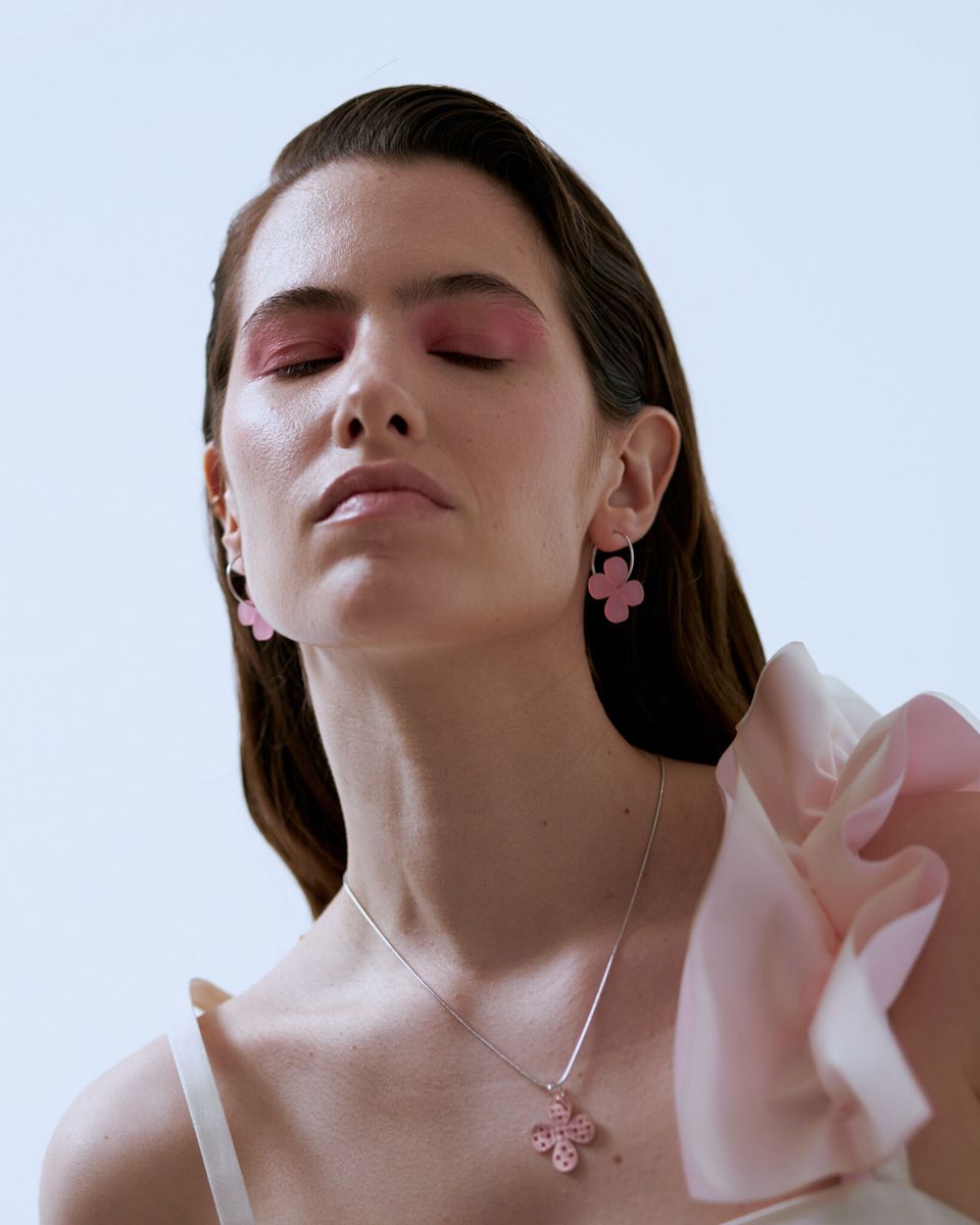 Cерьги Hoops Flowers Pink