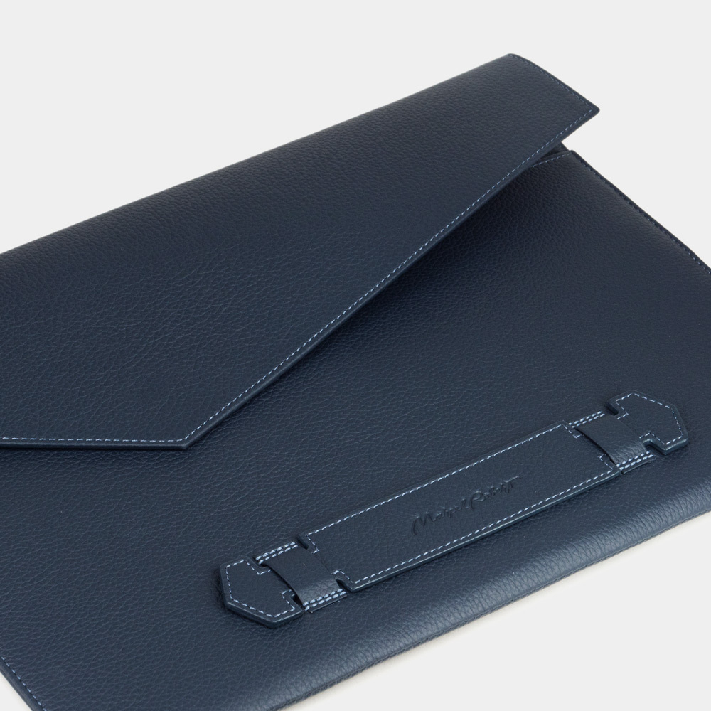 Чехол для MacBook Pro 13-14' из натуральной кожи теленка, синего цвета
