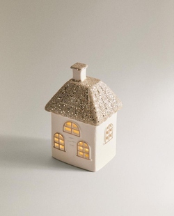 ZARA HOME НОВОГОДНЕЕ УКРАШЕНИЕ ИЗ КЕРАМИКИ «ДОМИК, ЗОЛОТОЙ