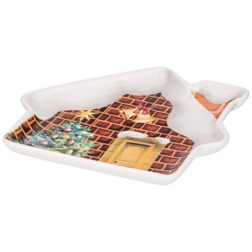 Тарелка Agness "С Новым годом!" домик 23.5х19х2.5см