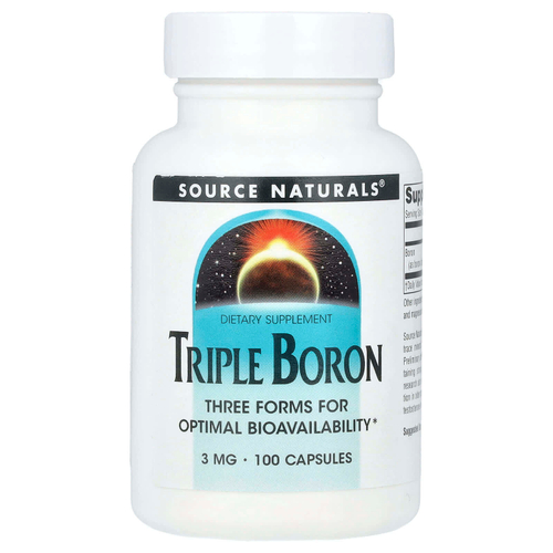 Source Naturals, Тройной бор, 3 мг, 100 капсул