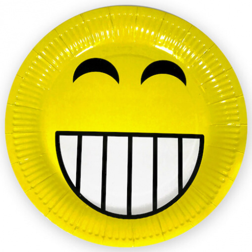 Тарелки (9''/23 см) Смайл с зубами, Желтый, 6 шт.