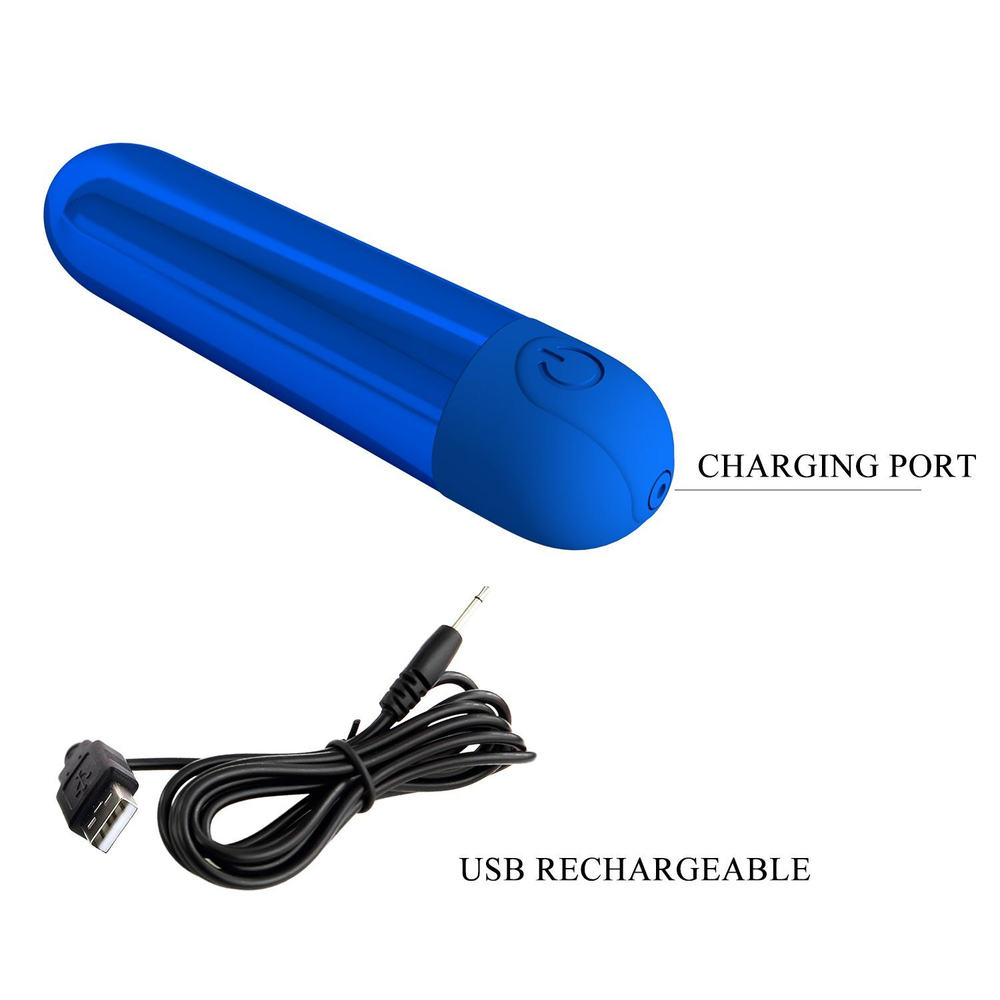 Синяя перезаряжаемая вибропуля Kiwi (Цвет: синий)