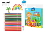 Карандаши 24цв. пластик "Llama шестигран. d грифеля = 2.6 мм, коробка с европодв. (Mazari)