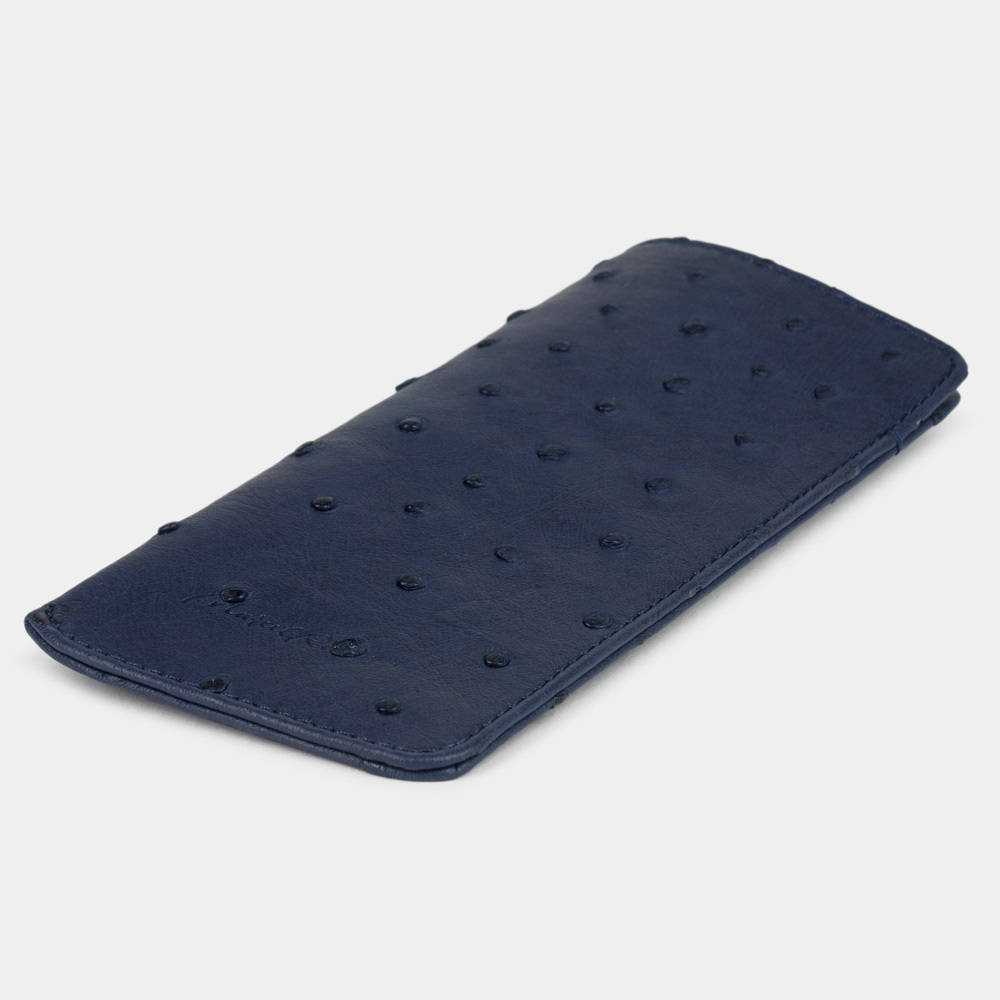 Футляр для очков Lunette из кожи страуса, синего цвета