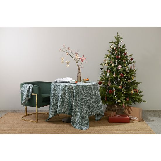 Скатерть из хлопка зеленого цвета с рисунком Спелая смородина, scandinavian touch, 180х260см