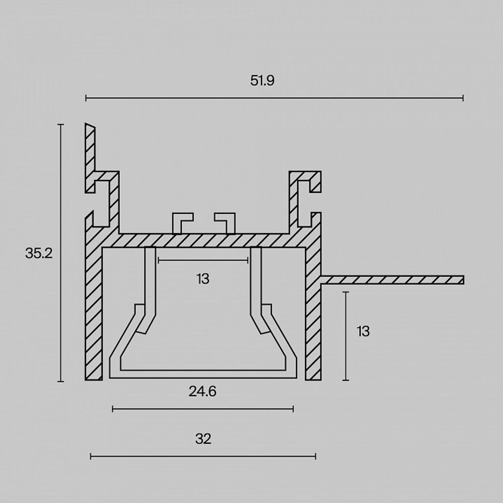 Профиль встраиваемый с нишей Maytoni Алюминиевый профиль ALM013S-2M