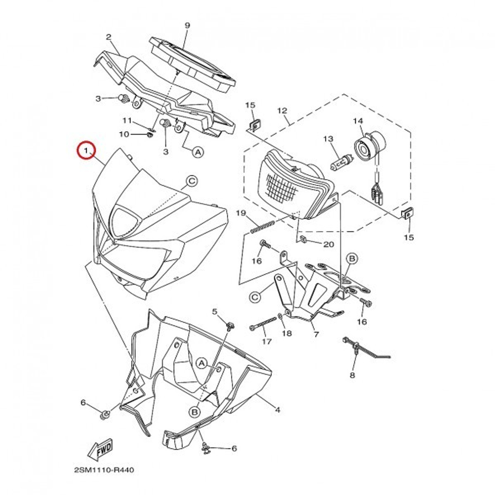 Корпус фары Yamaha 2SM-H252L-30-00