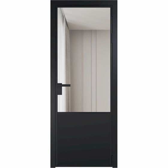 Алюминиевая дверь 19AG чёрная матовая RAL9005 стекло прозрачное