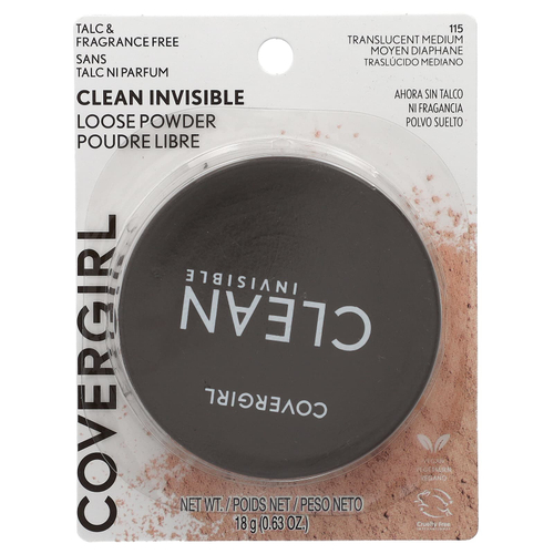 Covergirl, Clean Invisive, рассыпчатая пудра, оттенок 115 полупрозрачный, 18 г (0,63 унции)