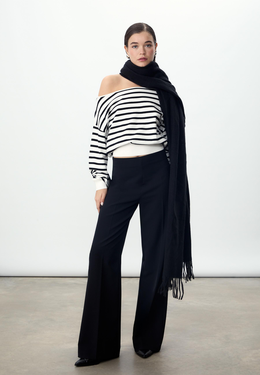 STRADIVARIUS Шарф из начесаных ниток, черный