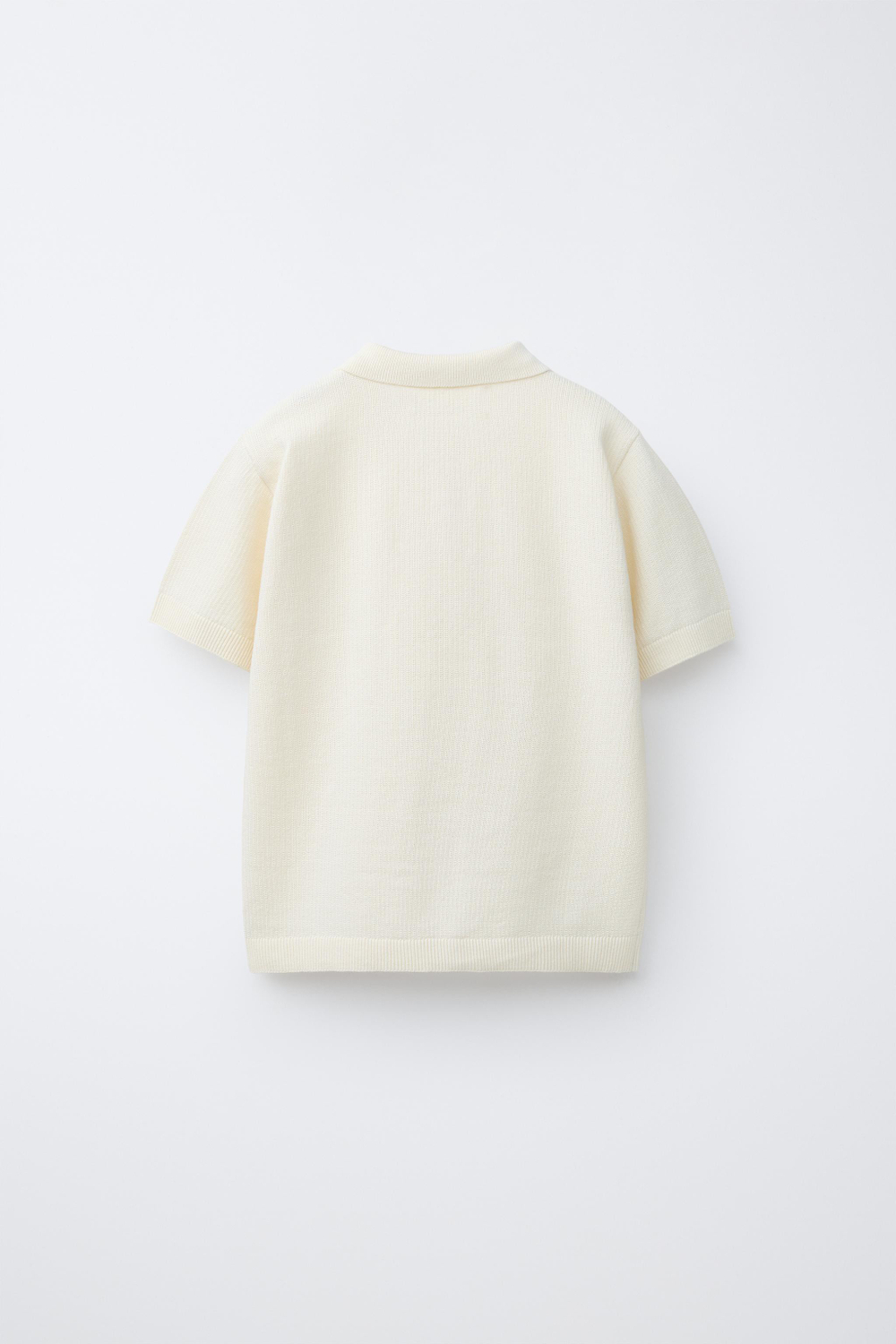 ZARA ОДНОТОННОЕ ПОЛО РЕЛЬЕФНОЙ ВЯЗКИ, ЭКРЮ