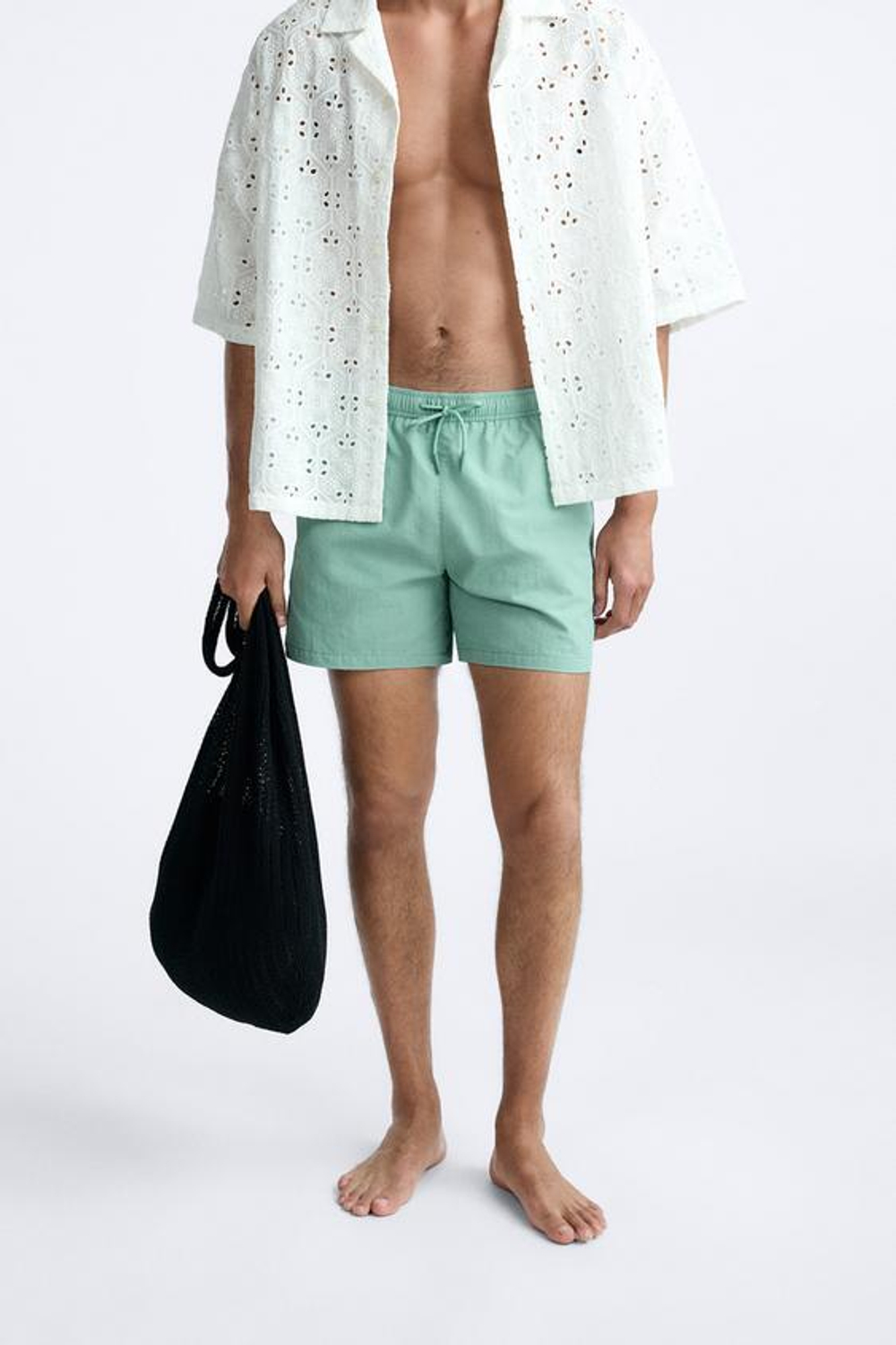 ZARA БАЗОВЫЕ ПЛАВКИ КЛАССИЧЕСКОГО КРОЯ, ПАСТЕЛЬНО-ЗЕЛЕНЫЙ