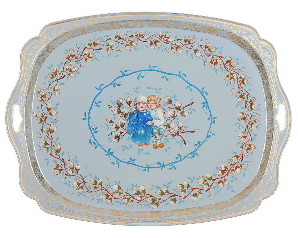 Жостовский поднос декоративный, размер 61х46 см (A32), металлический