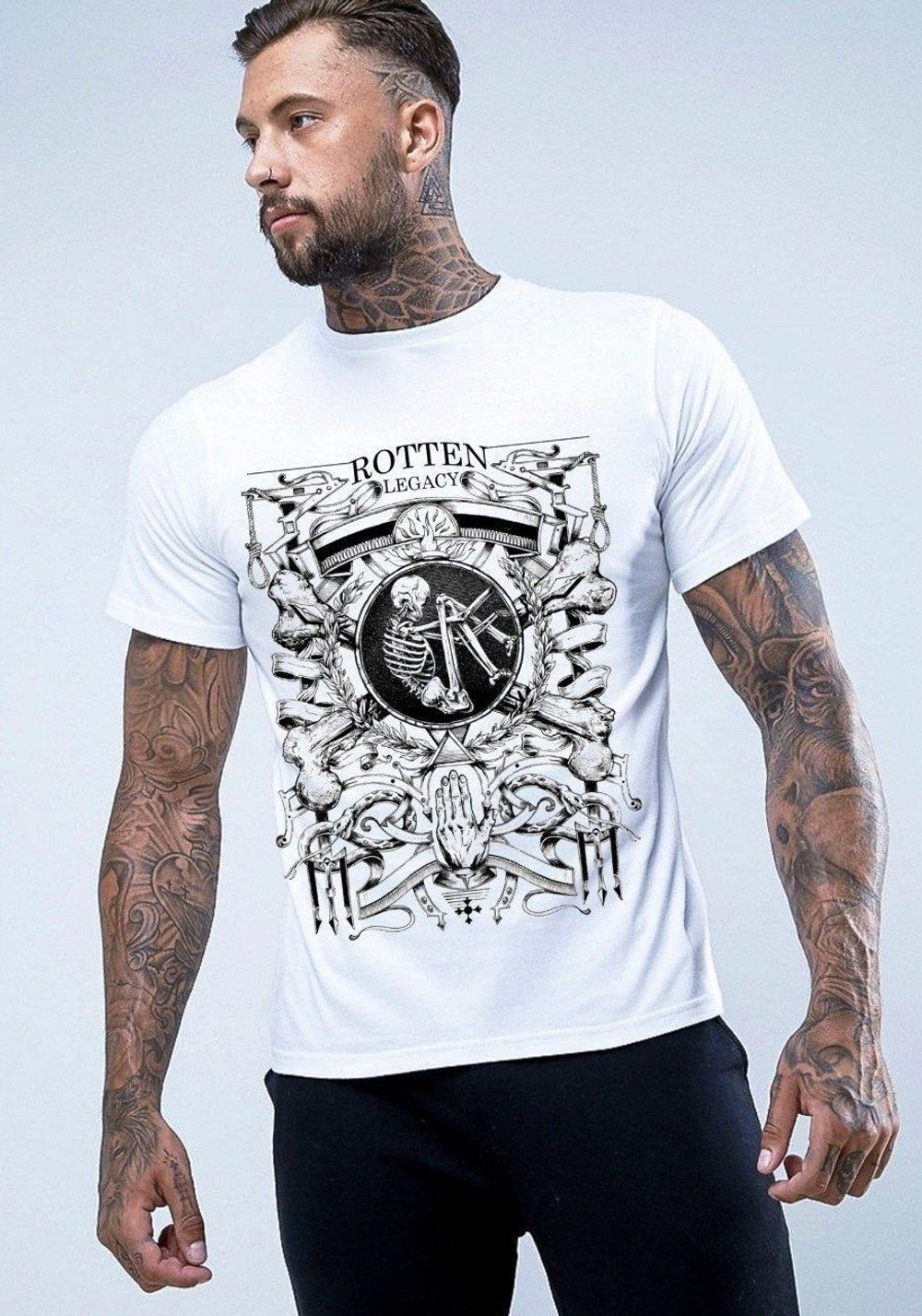 Белая футболка с принтом (Размер: L) (Цвет: белый)