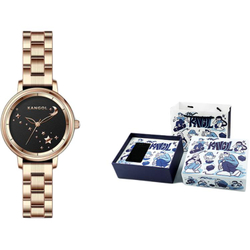 KANGOL Wrist Galaxy Collection Quartz Movement Metal Strap Watch Women"s Watch Gold Dial Waterproof