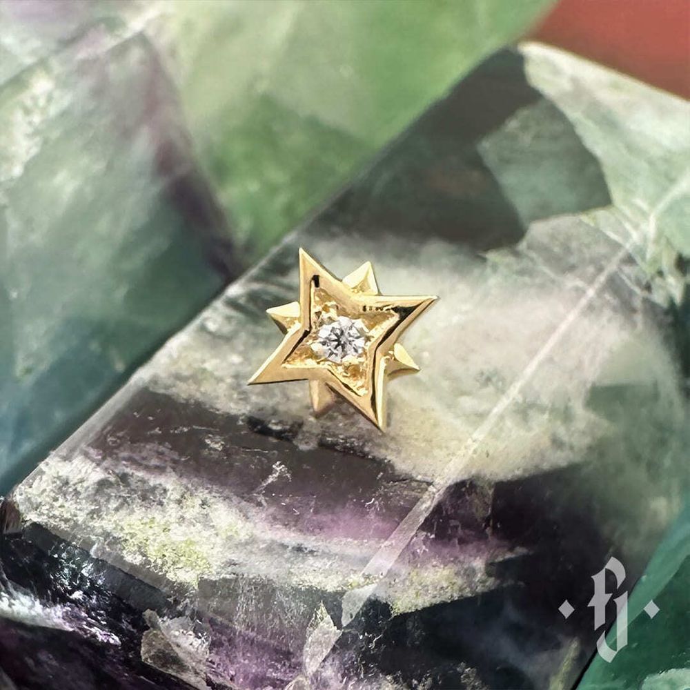 Накрутка &quot;North Star&quot; - Желтое золото - White CZ