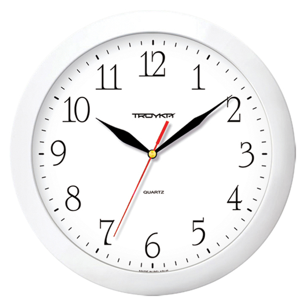 Часы настенные Troyka, круглые, 29х29х3,5, белая рамка