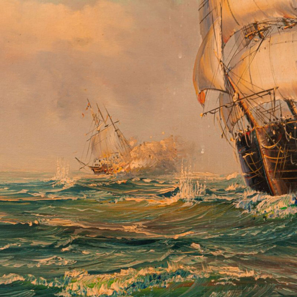 Винтаж: Картина «Морской Бой»