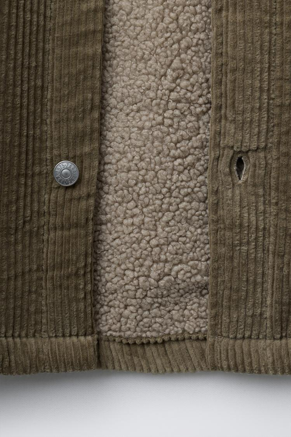 ZARA ВЕЛЬВЕТОВАЯ КУРТКА-РУБАШКА С ДЕТАЛЯМИ ИЗ ИСКУССТВЕННОЙ ОВЧИНЫ, КОРИЧНЕВЫЙ